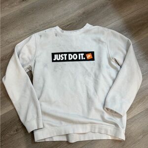 Nike White Crewneck Sweatshirt with Black and Orange Logo